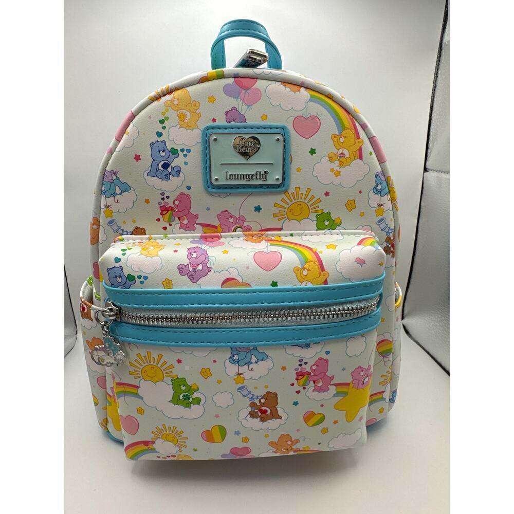 Loungefly Care Bears 40th Anniversary All Over Pattern‎ Mini Backpack NWT